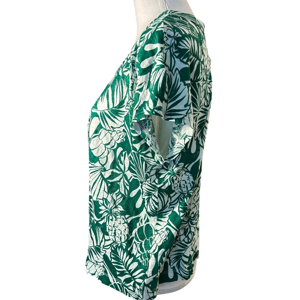 Joie 100% Linen Pineapple Green Leaf Top - Picture 3 of 7